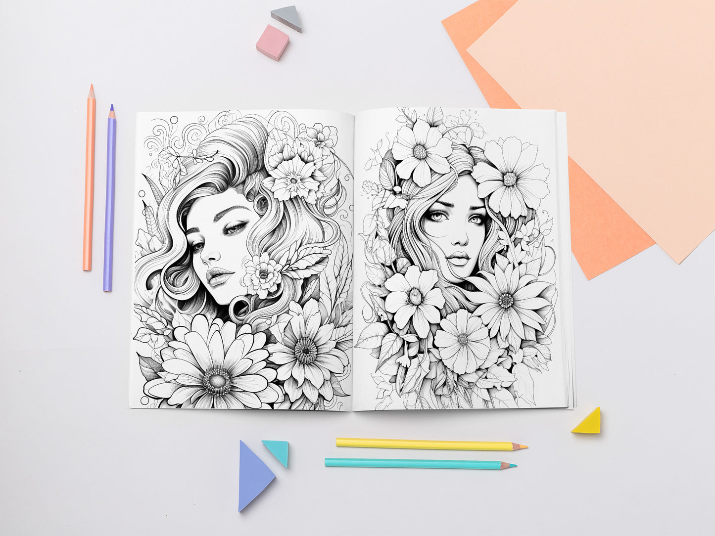 Ready to Be Colored – Floral Faces
