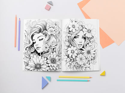 Ready to Be Colored – Floral Faces