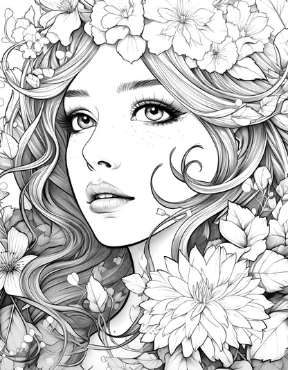 Ready to Be Colored – Floral Faces