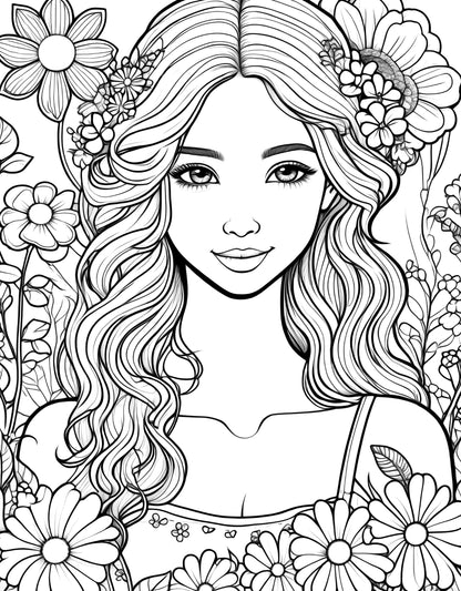 Ready to Be Colored – Floral Faces 2
