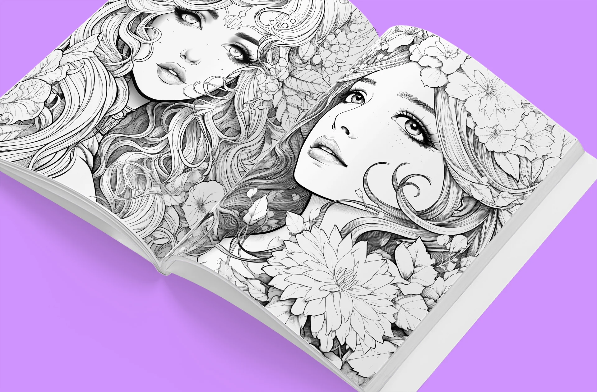 Ready to Be Colored - Floral Faces detail image