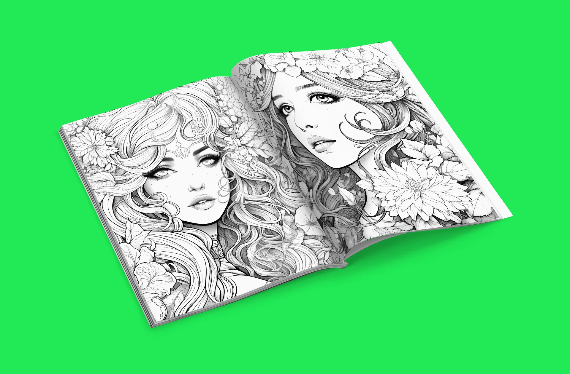 Ready to Be Colored - Floral Faces detail image