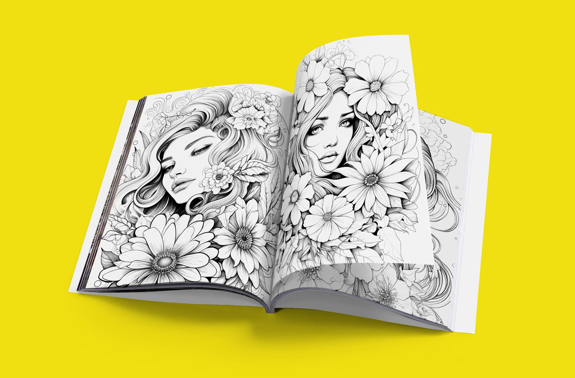 Ready to Be Colored - Floral Faces detail image