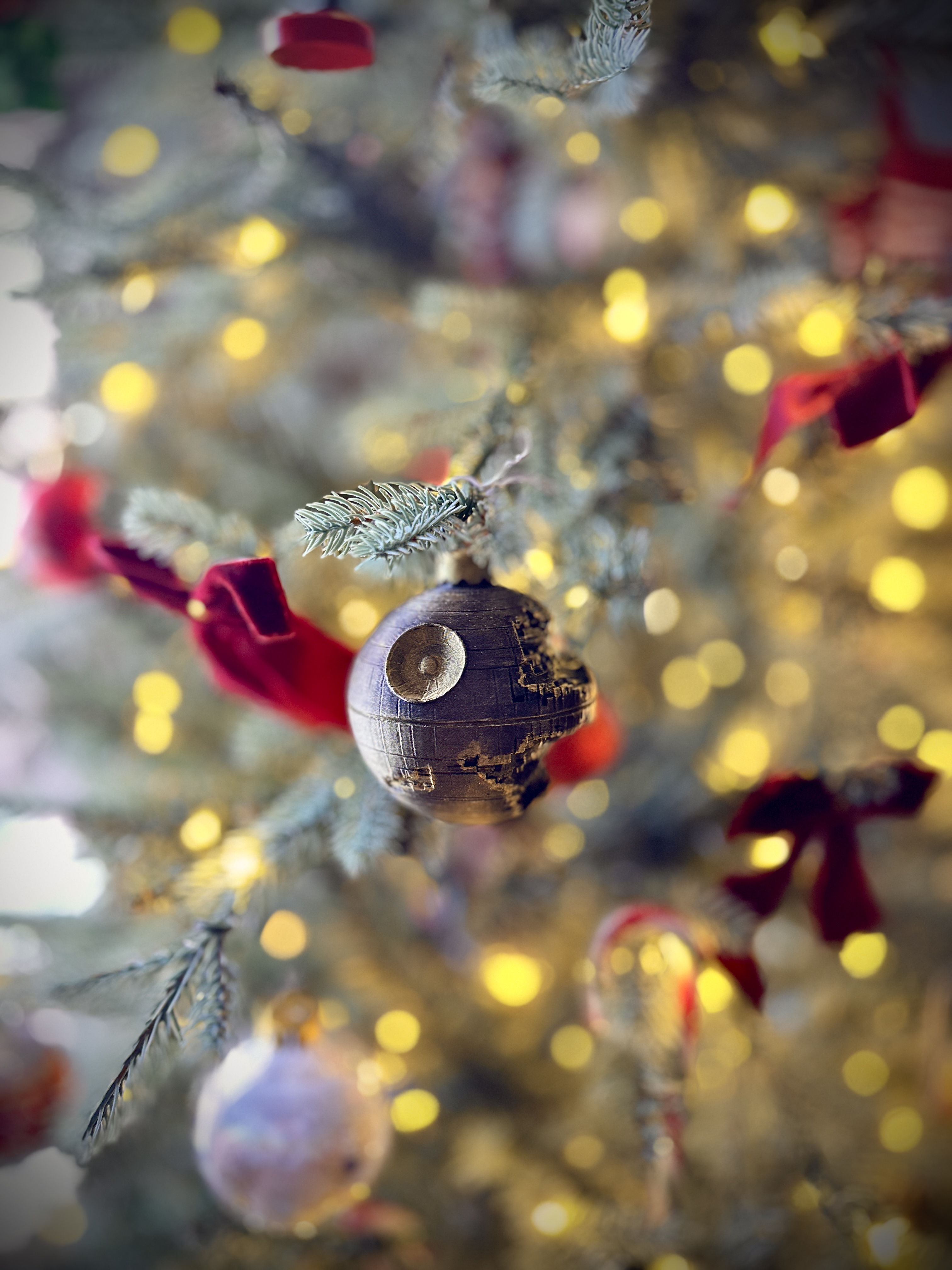 Star Wars Death Star Christmas Ornament (Battle-Damaged – Holiday Edition) detail image