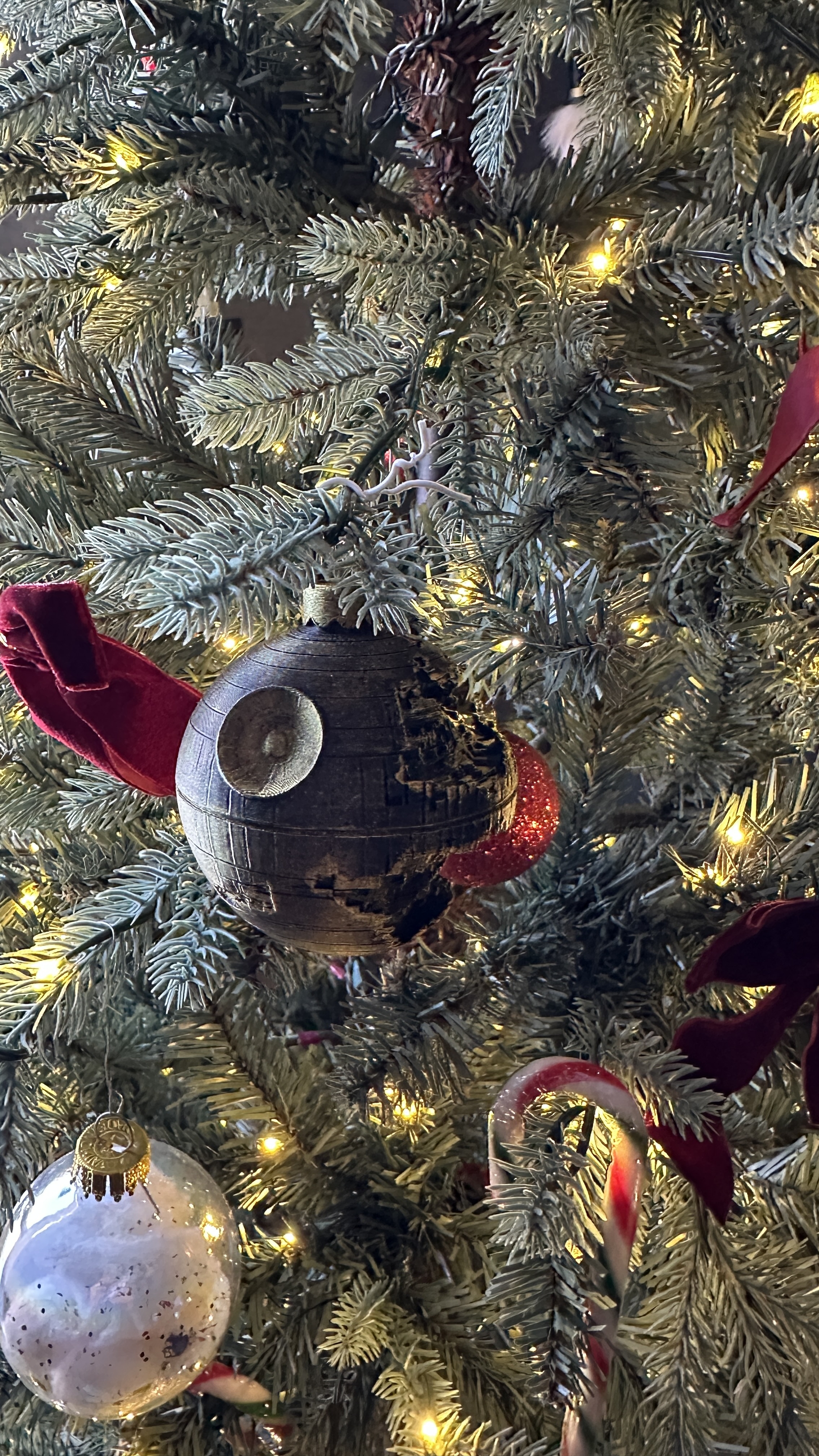 Star Wars Death Star Christmas Ornament (Battle-Damaged – Holiday Edition) detail image