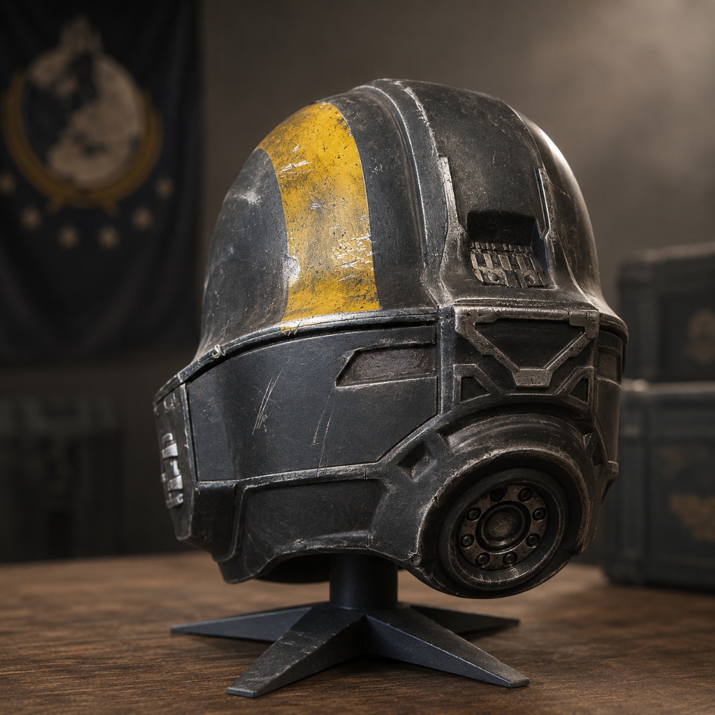 Helldivers Inspired Battle-Worn Helmet (Display Prop) detail image